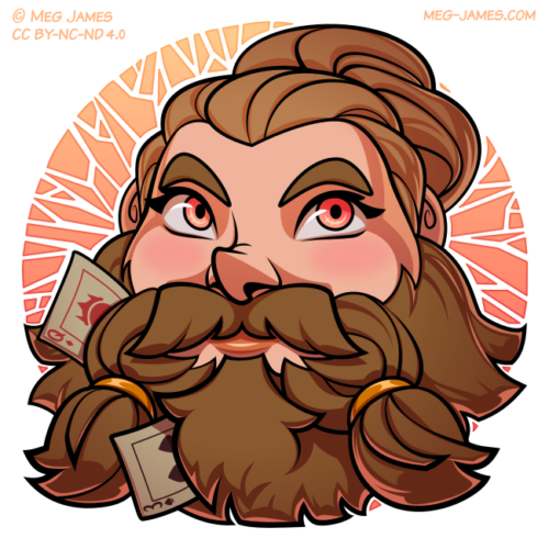 Icon of Beryl Rose, a dwarf fighter, framed in a decorative pink and pale gold circle with a cracked or shard pattern.