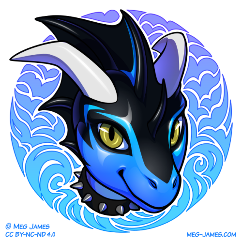 Icon of Golecko, an aquatic dragon, framed in a decorative blue and purple circle with a wavy water pattern.