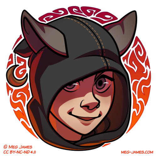Icon of Lina, a human warlock, framed in a decorative red and orange circle that resembles flames and curls of smoke.