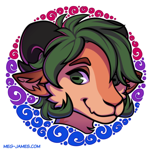 Icon of Cannellini, an anthro goat (?), framed in a decorative circle colored like the bisexual flag.