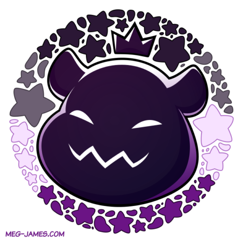 Kingbear, a goopy black monster bear, framed in a decorative circle colored like the asexual flag.