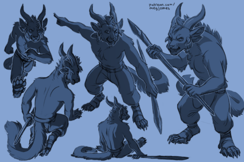 Sketch page featuring multiple sketches of Drap, a charr wielding an ice staff, in multiple poses and angles. The sketches are loosely shaded and toned in blue.