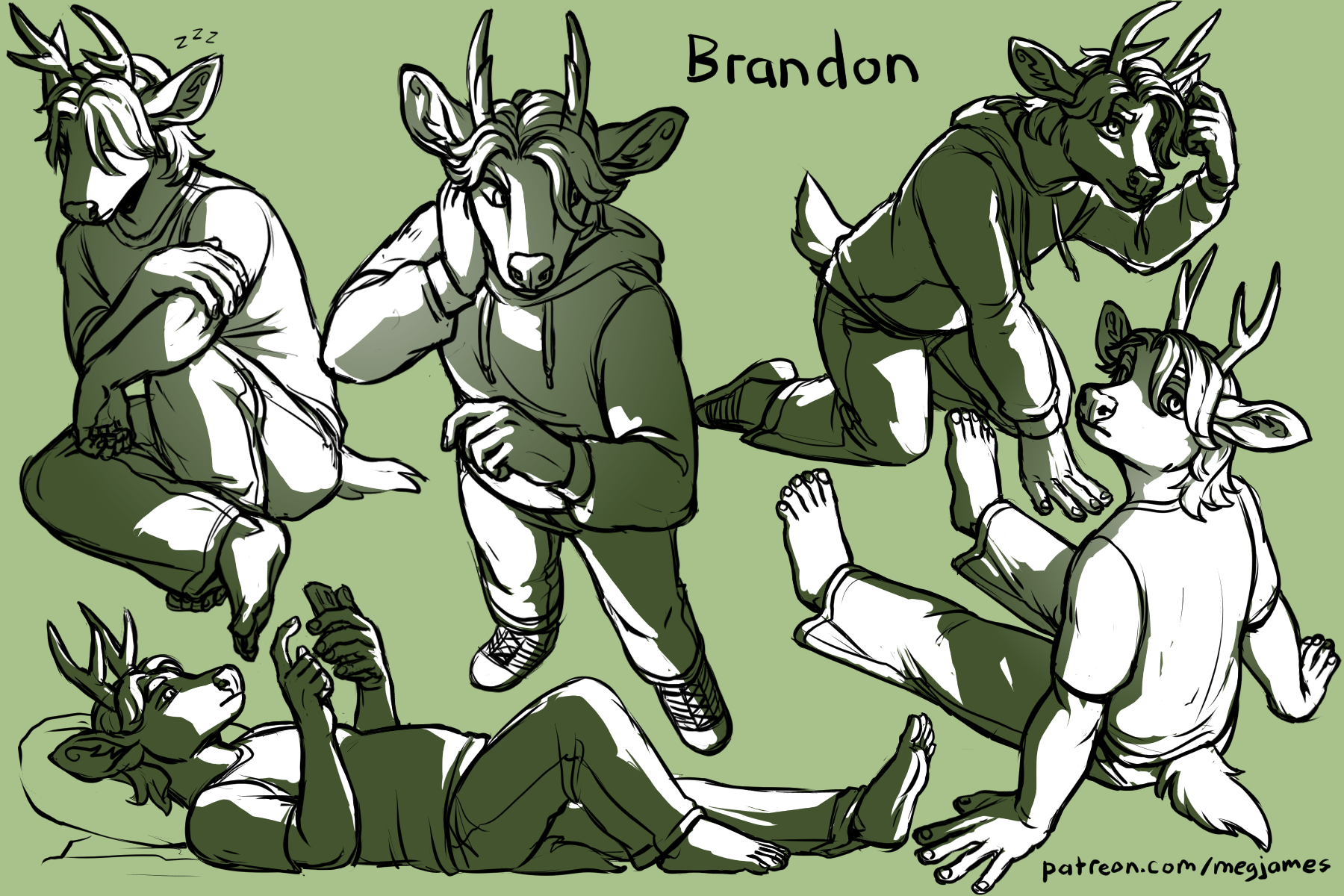 Patreon sketch page – Brandon (February 2025)