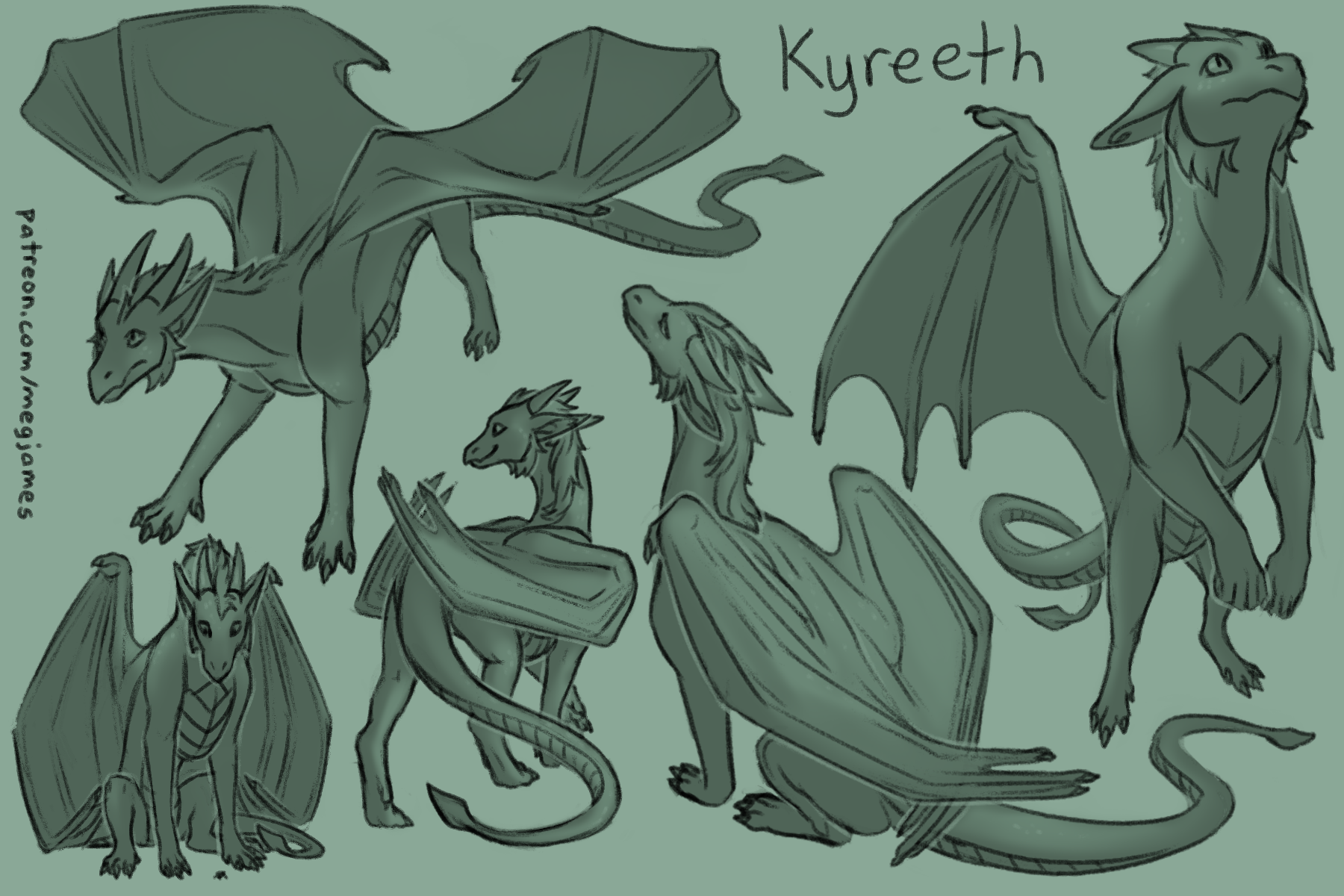 Patreon sketch page – Kyreeth (March 2025)
