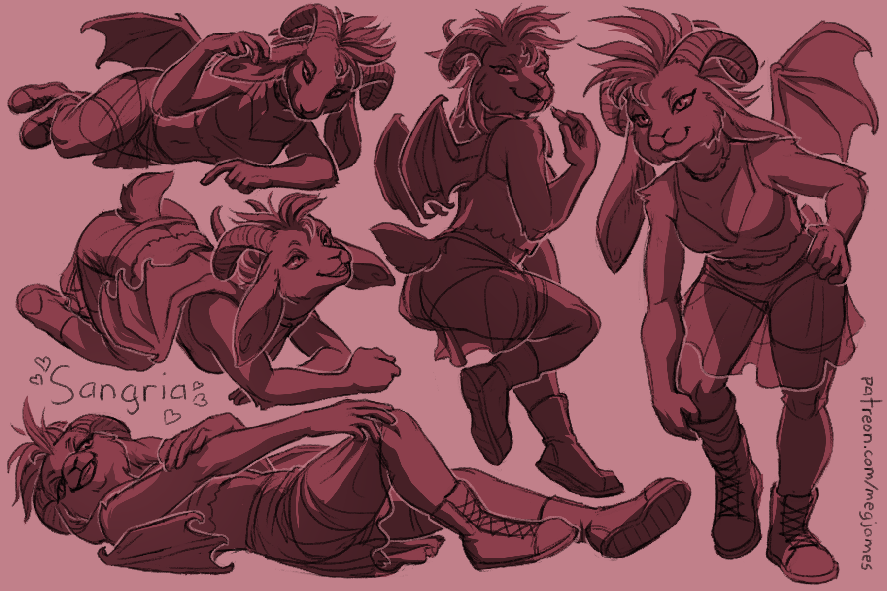 Patreon sketch page – Sangria (April 2025)