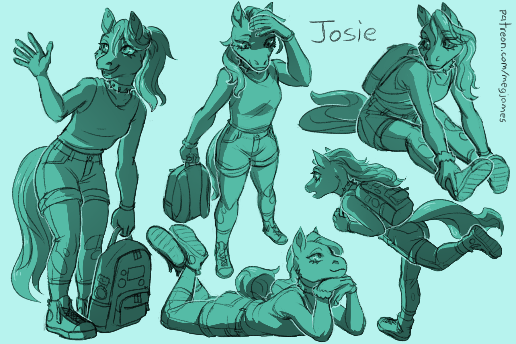 Patreon sketch page – Josie (June 2025)