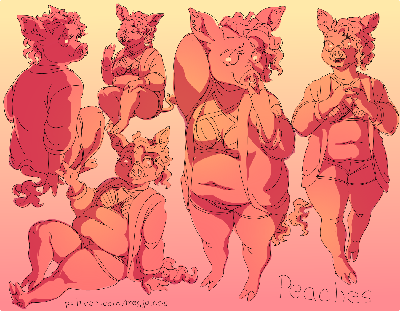 Patreon sketch page – Peaches (July 2025)