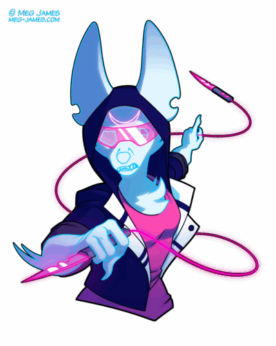 Halfbody drawing of Temrin, an anthro canine/feline/dragon mix, modified to match the style and character designs from the music video for 