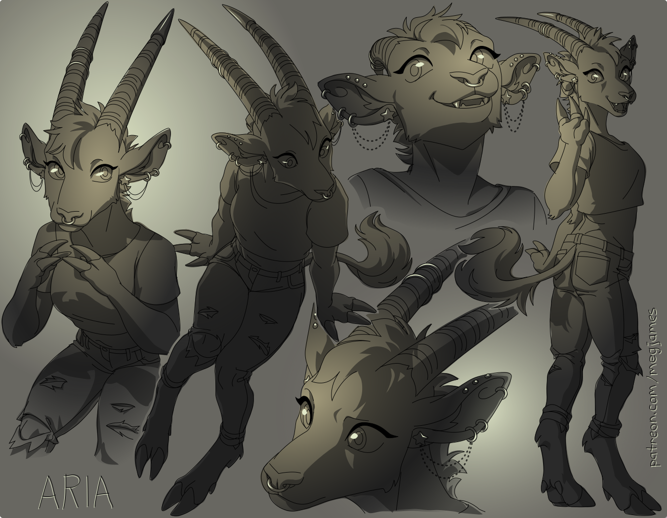 Patreon sketch page – Aria (October 2025)