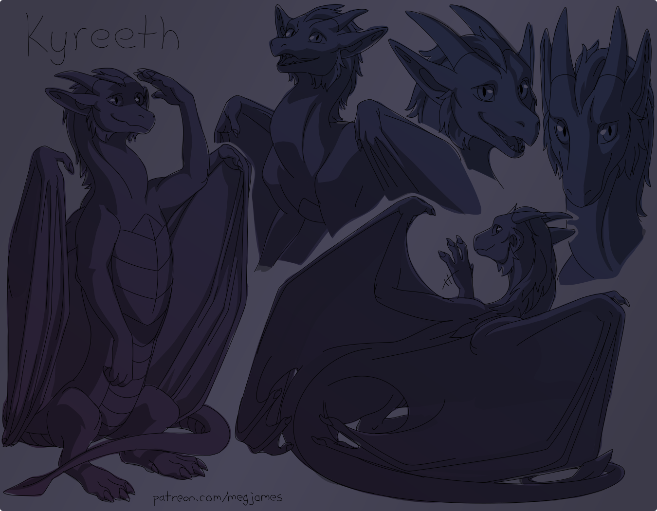 Patreon sketch page – Kyreeth (December 2025)