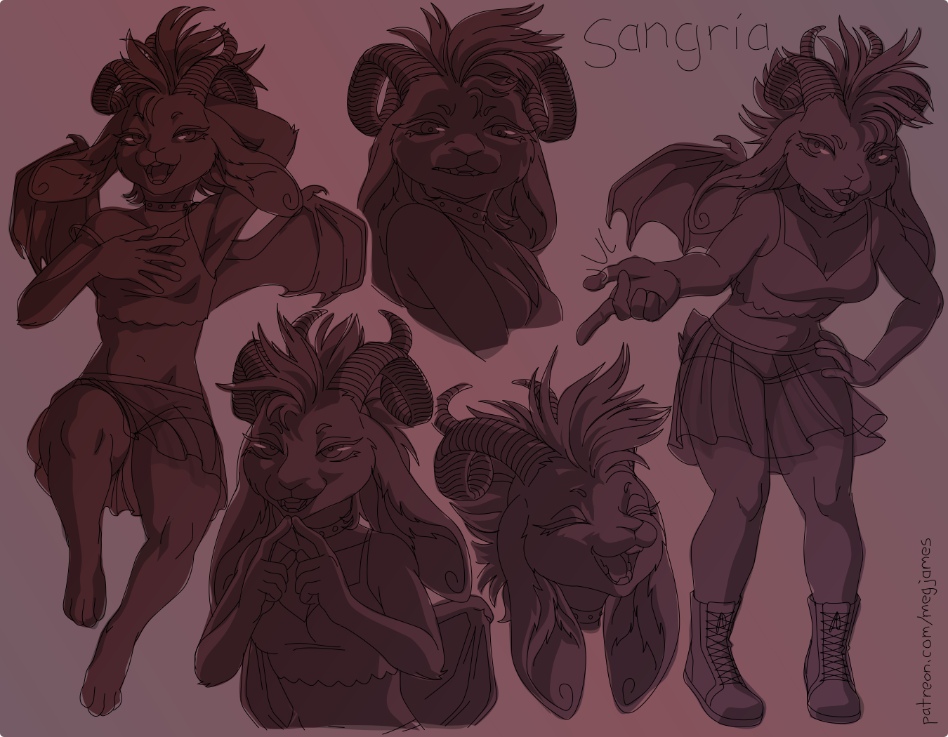 Patreon sketch page – Sangria (December 2025)
